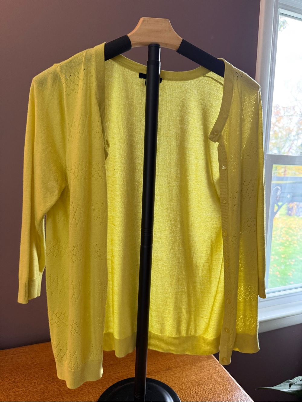 J. Crew Yellow Knit Cardigan with Matching Shell